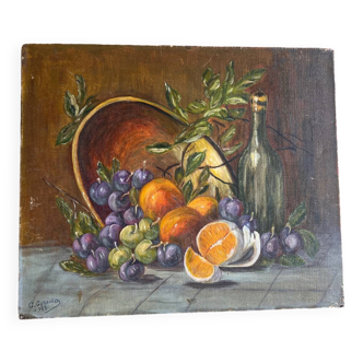 Nature morte prunes fruits