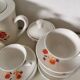 Ceramic coffee or tea service moulin des loups (orchies) flower from the 60s