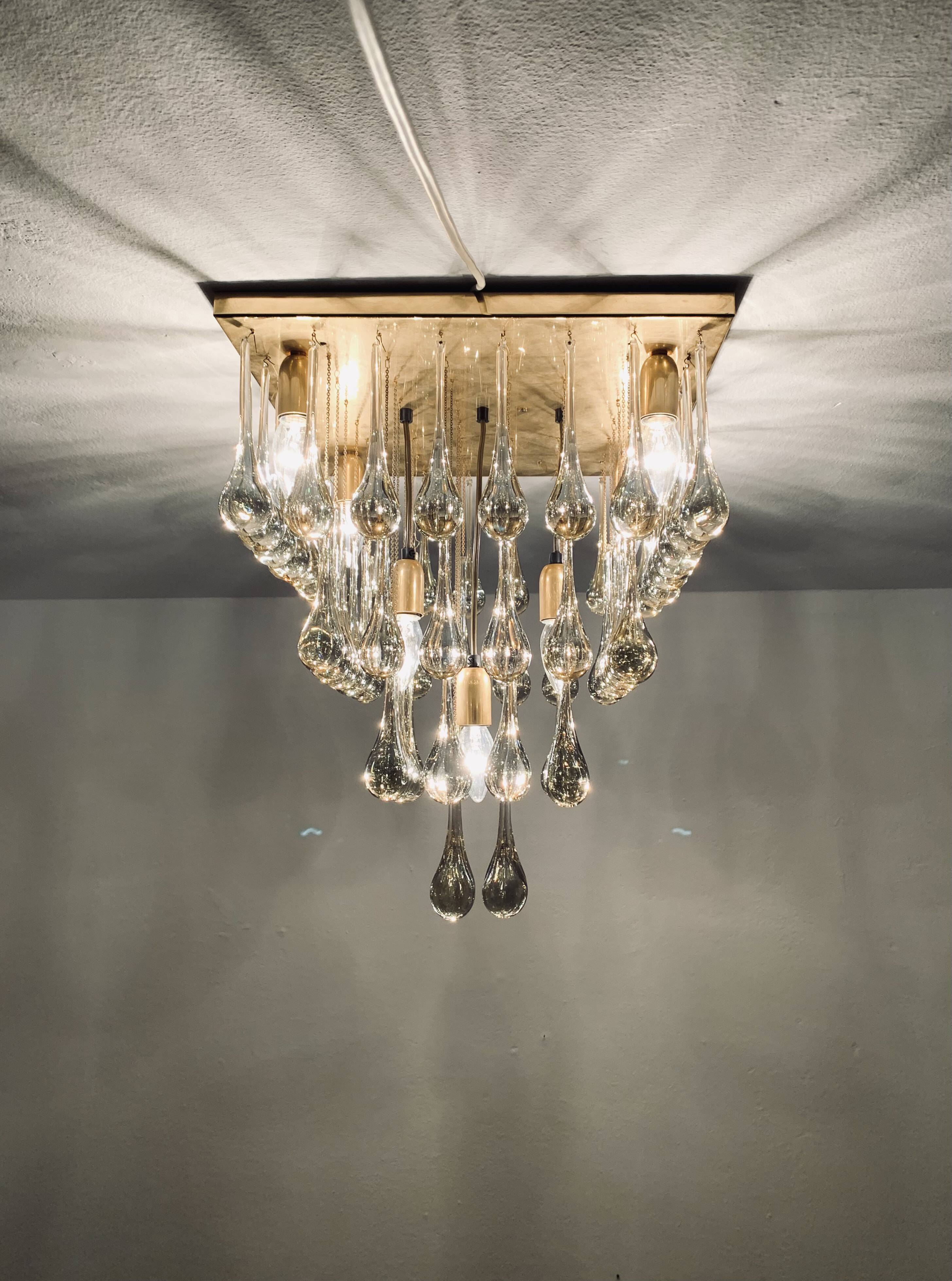 Chandelier en verre Flush par Ernest Palme