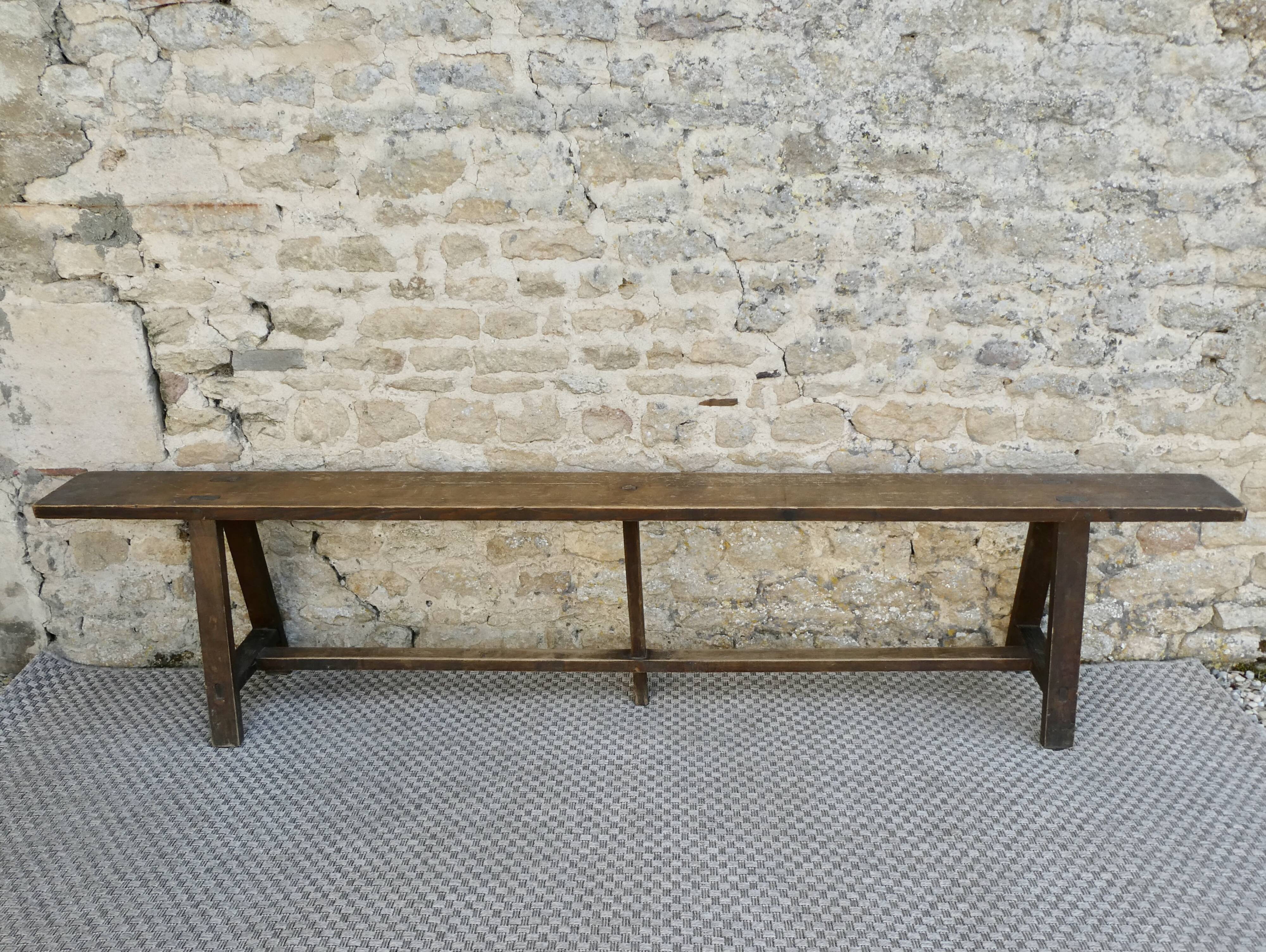 Old solid wood bench, 2 m
