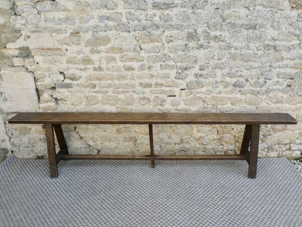 Banc ancien en bois massif, 2 m