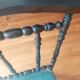 Antique prie-dieu chair in twisted black wood and blue velvet seat