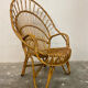 Fauteuil en rotin et bambou du milieu du siècle, années 1950