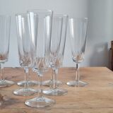 Chiseled crystal champagne flutes