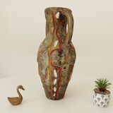Vintage 70s amphora vase with volcanic effect