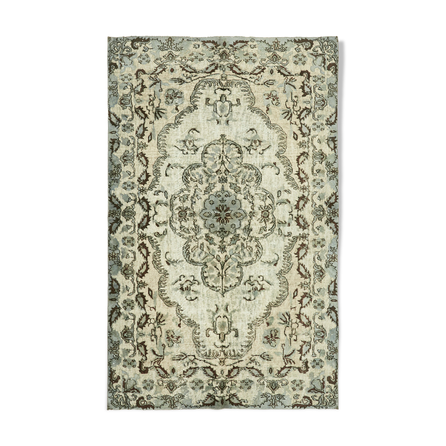 Hand-Knotted Vintage Oriental 1980s 170 cm x 267 cm Grey Rug