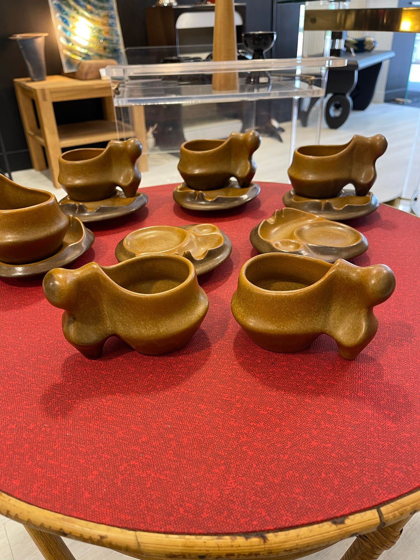 6 cups with saucers 1970. Sighisoara earthenware.