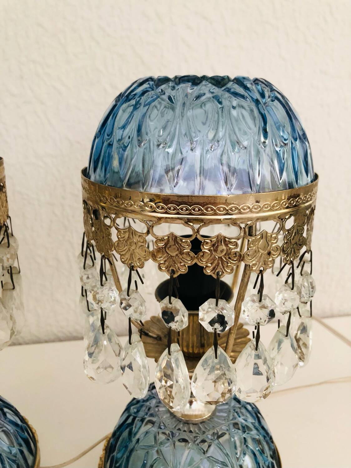 Paire de lampes en verre style Hollywood Regency, circa 1960