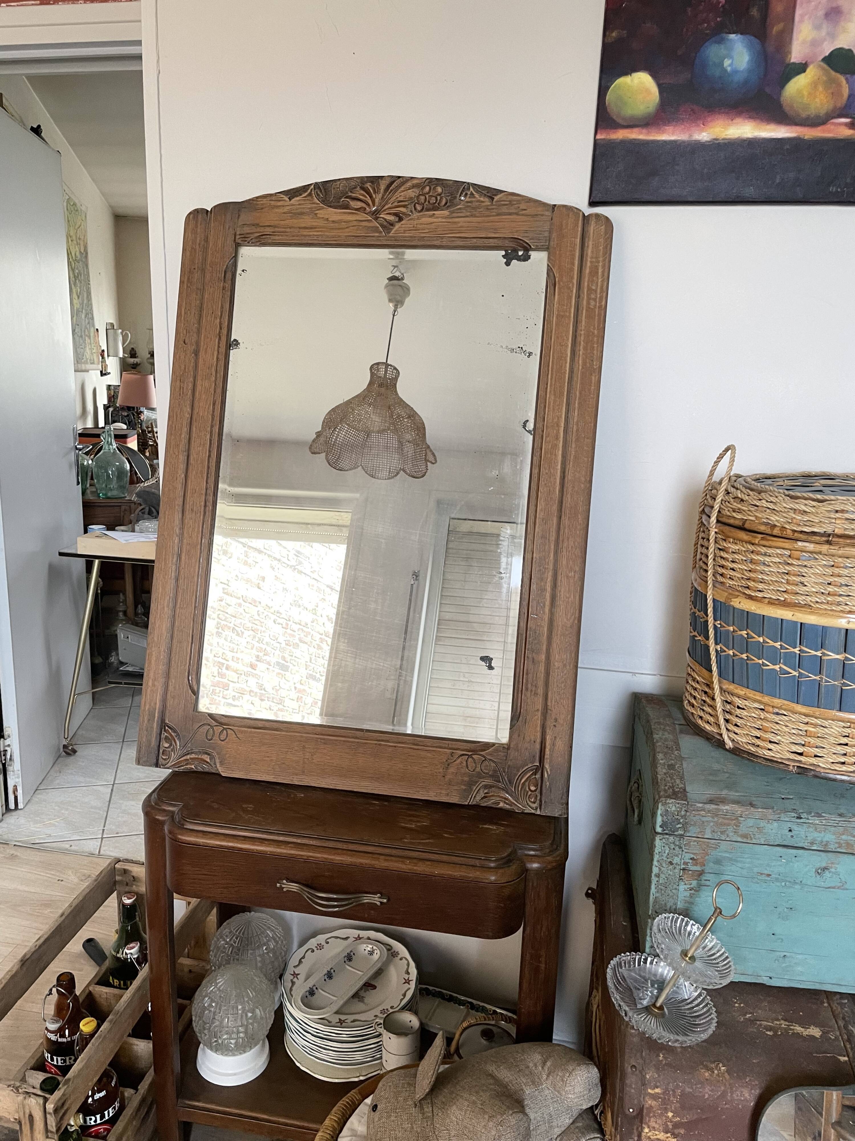 Miroir bois biseau