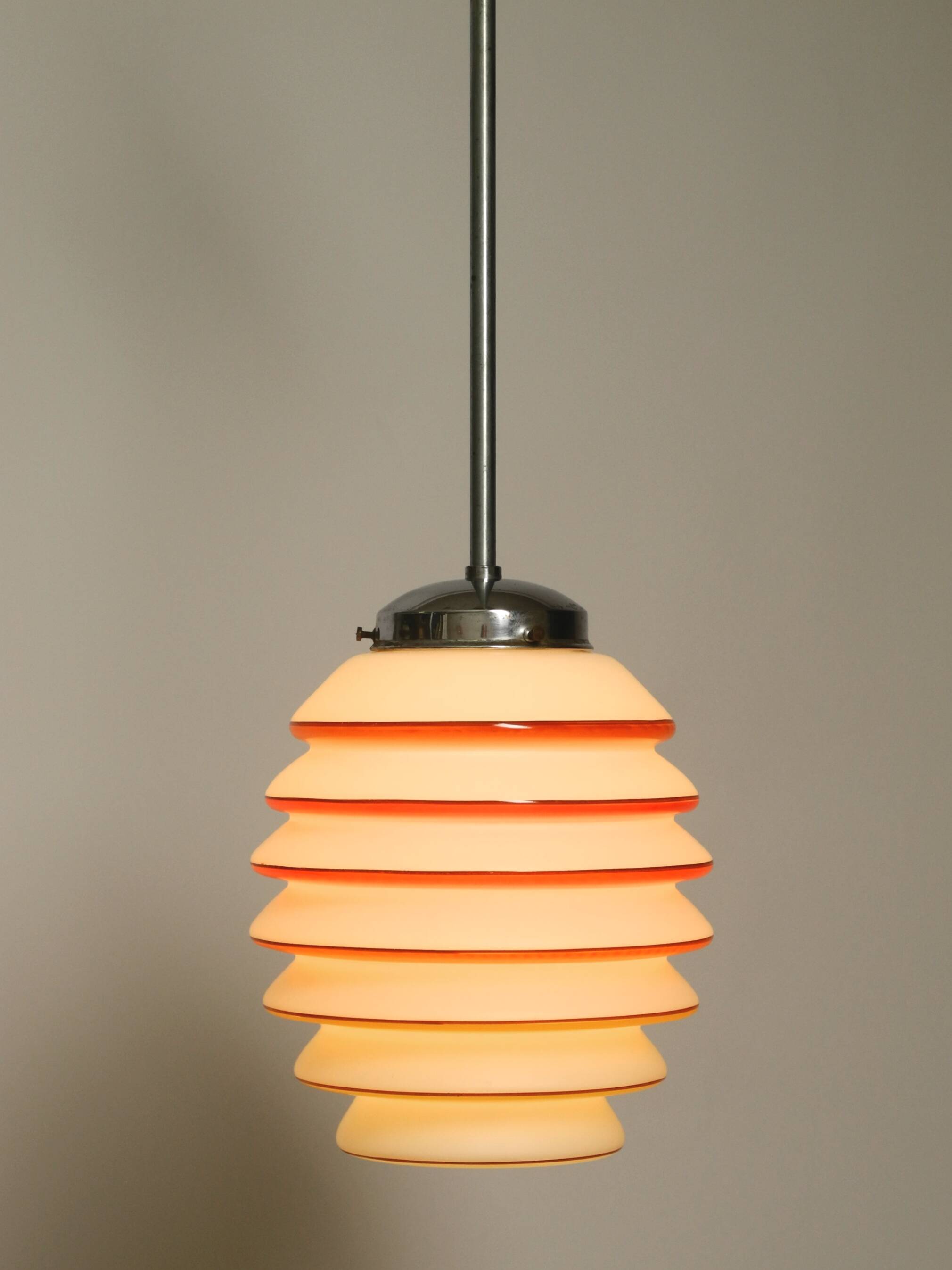 Beautiful rare original glass ceiling lamp from the 1930s