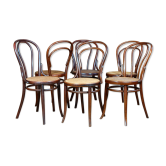 6 Bistro chairs 1900-1910 in curved wood