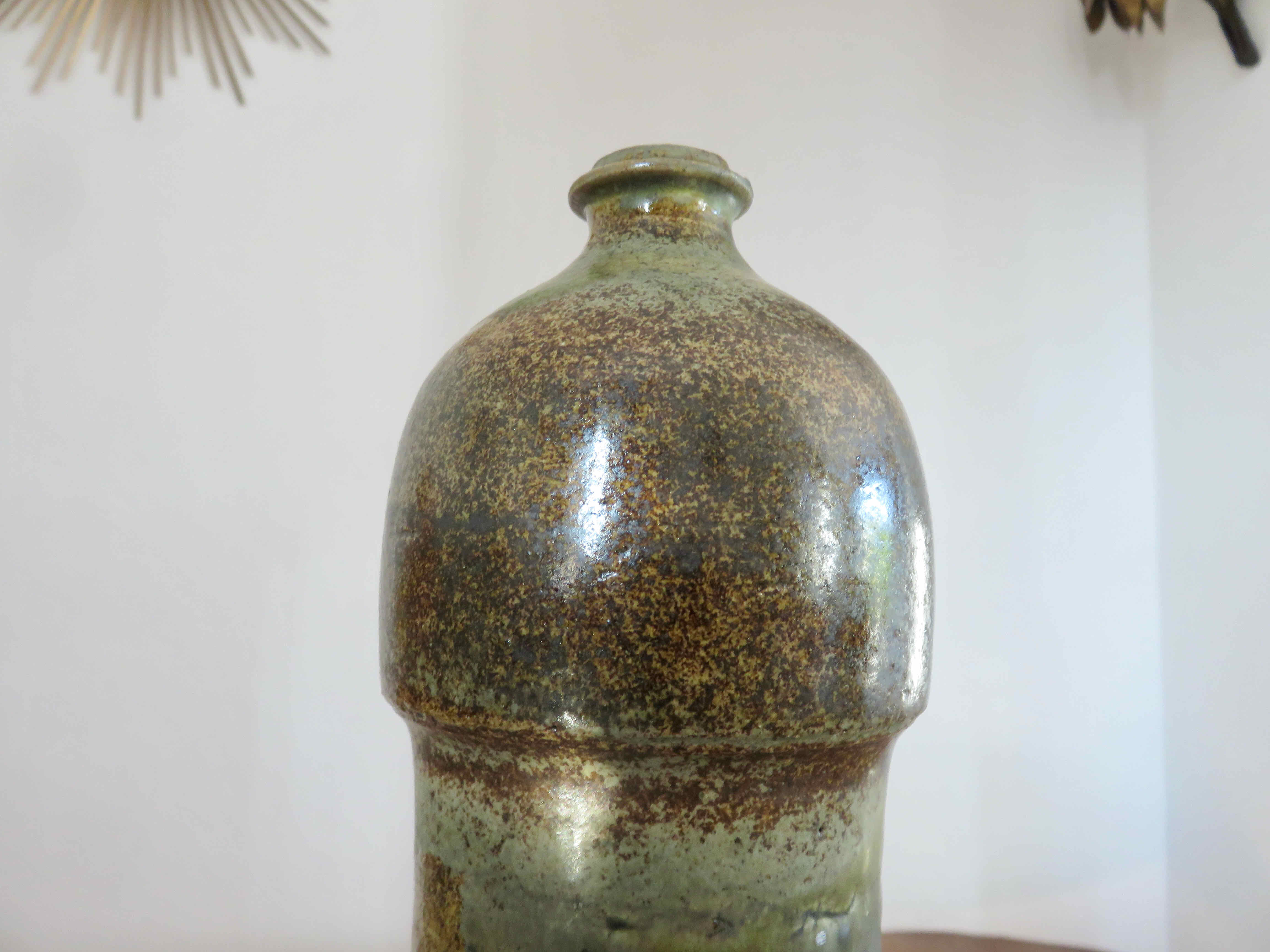 Glazed glazed sandstone soliflore vase 1960