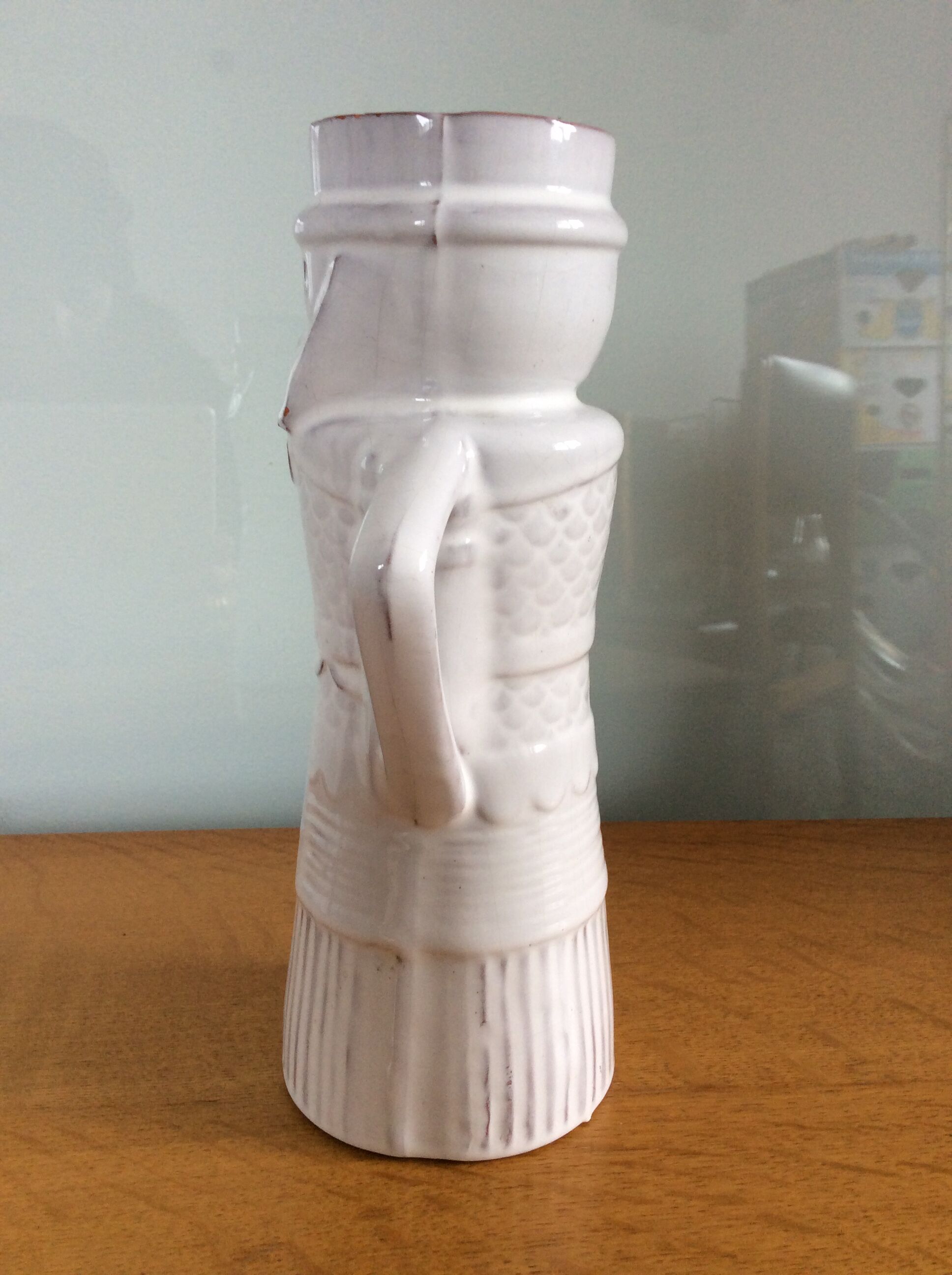 Vintage anthropomorphic vase in glazed terracotta