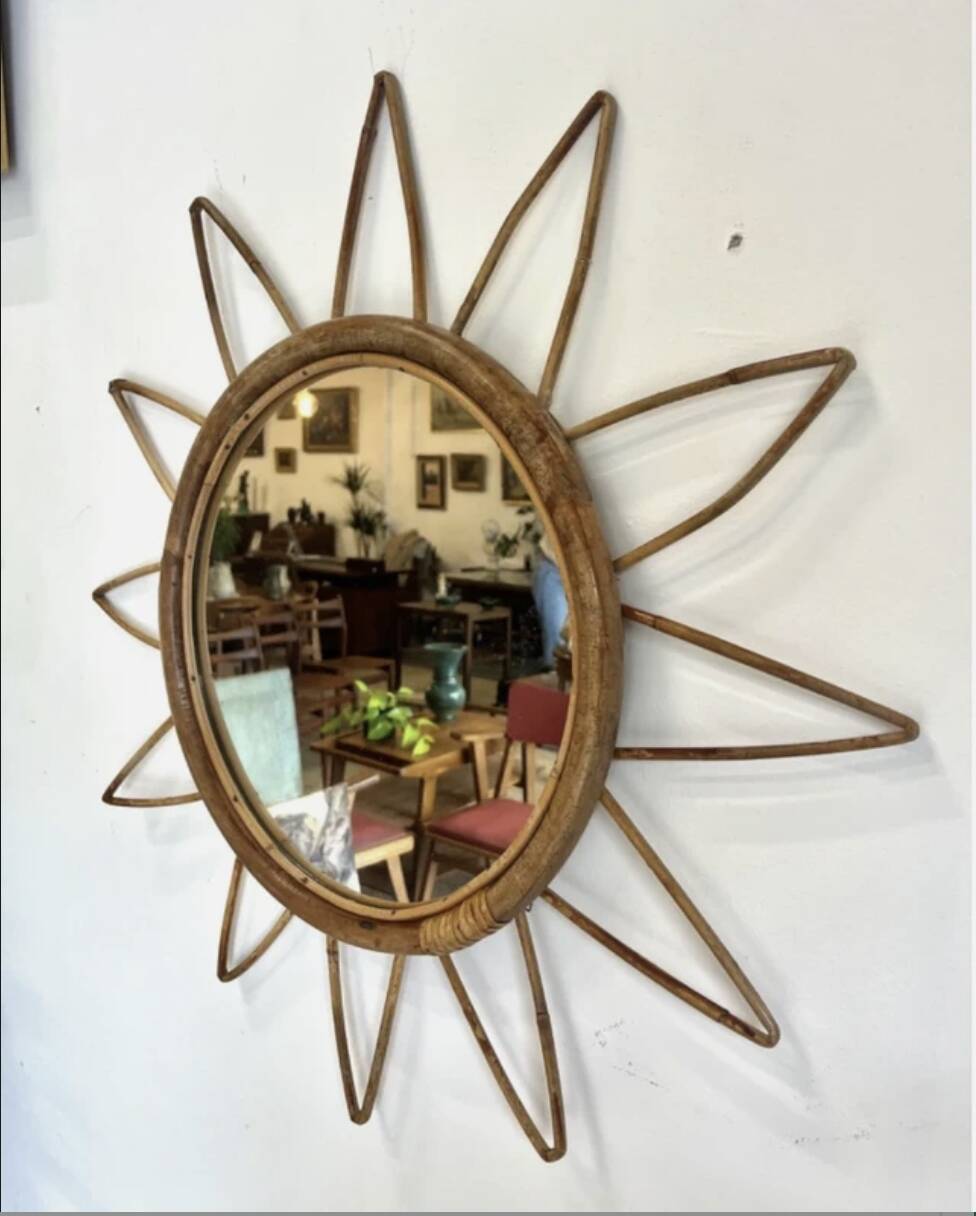 Rattan sun mirror, 1960s