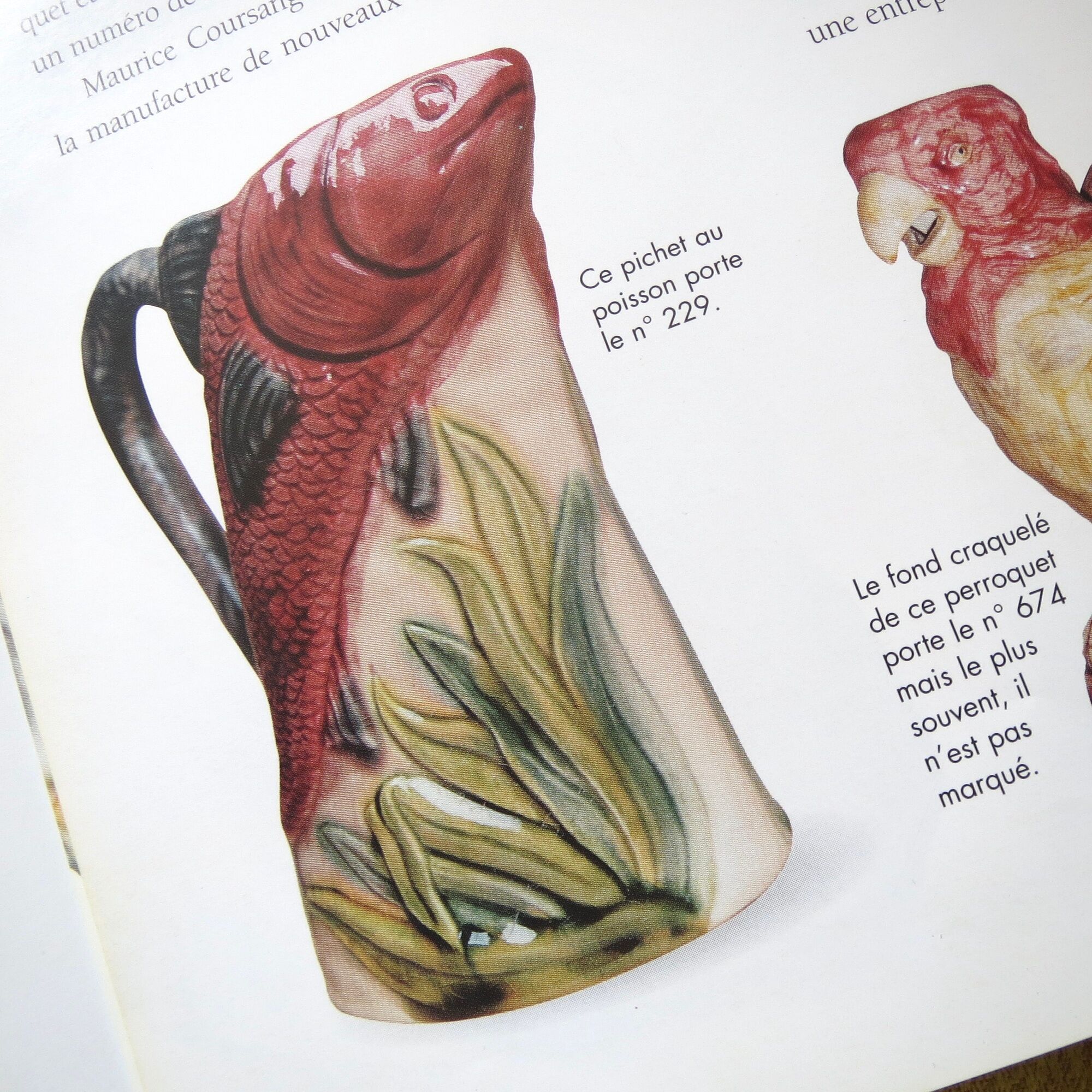 Former pichet barbotine clairefontaine "the poissons" majolica jug fish 19th