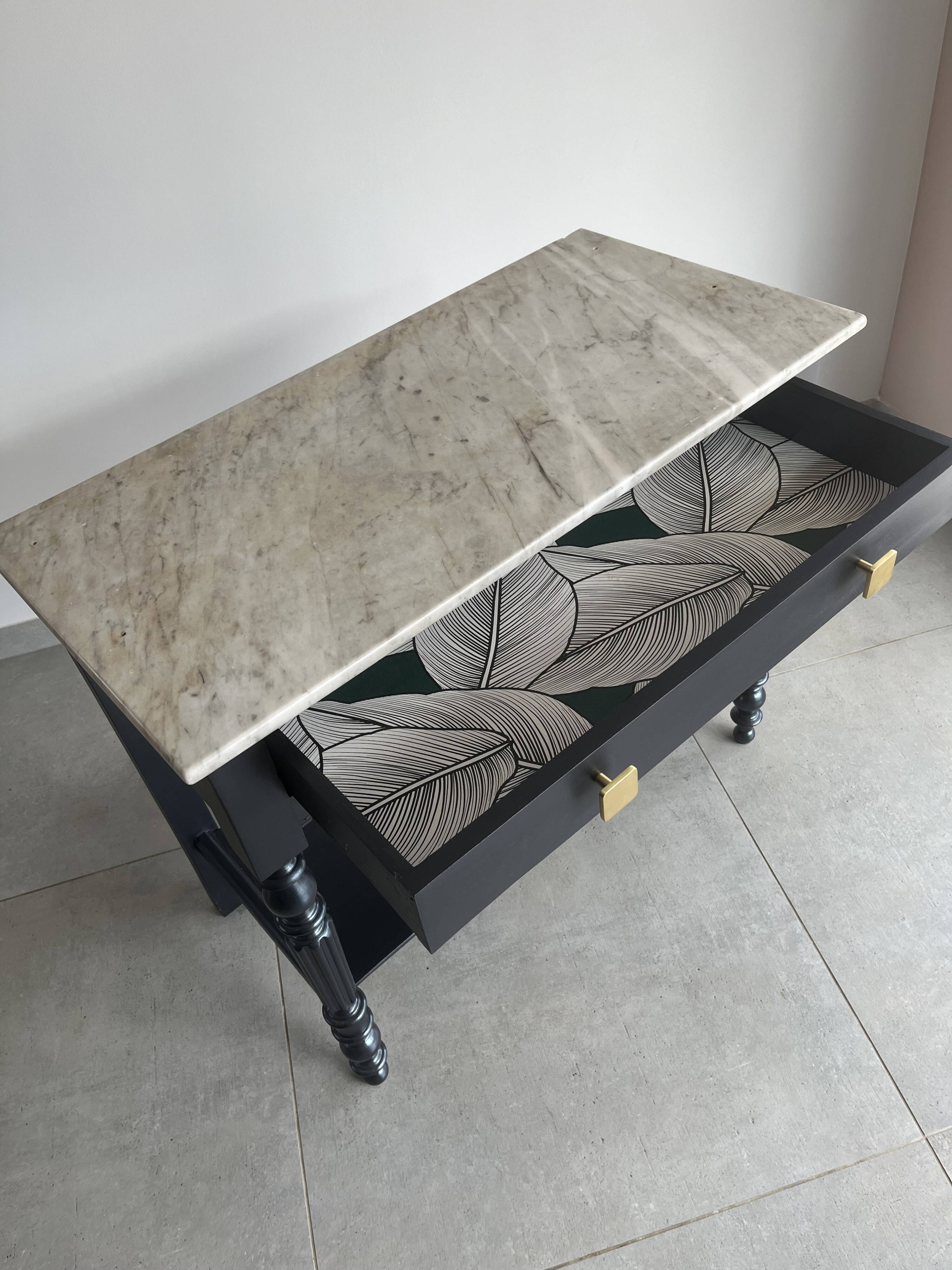 Old console with marble