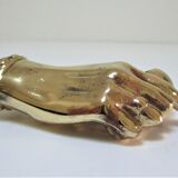 hand bronze paperweight pen holder early XXth
