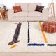 Handwoven natural wool rug with colourful patterns, size 1.4/2.6 m.