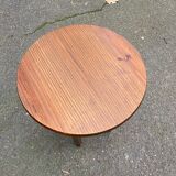 Round Scandinavian side table in solid wood, 1980