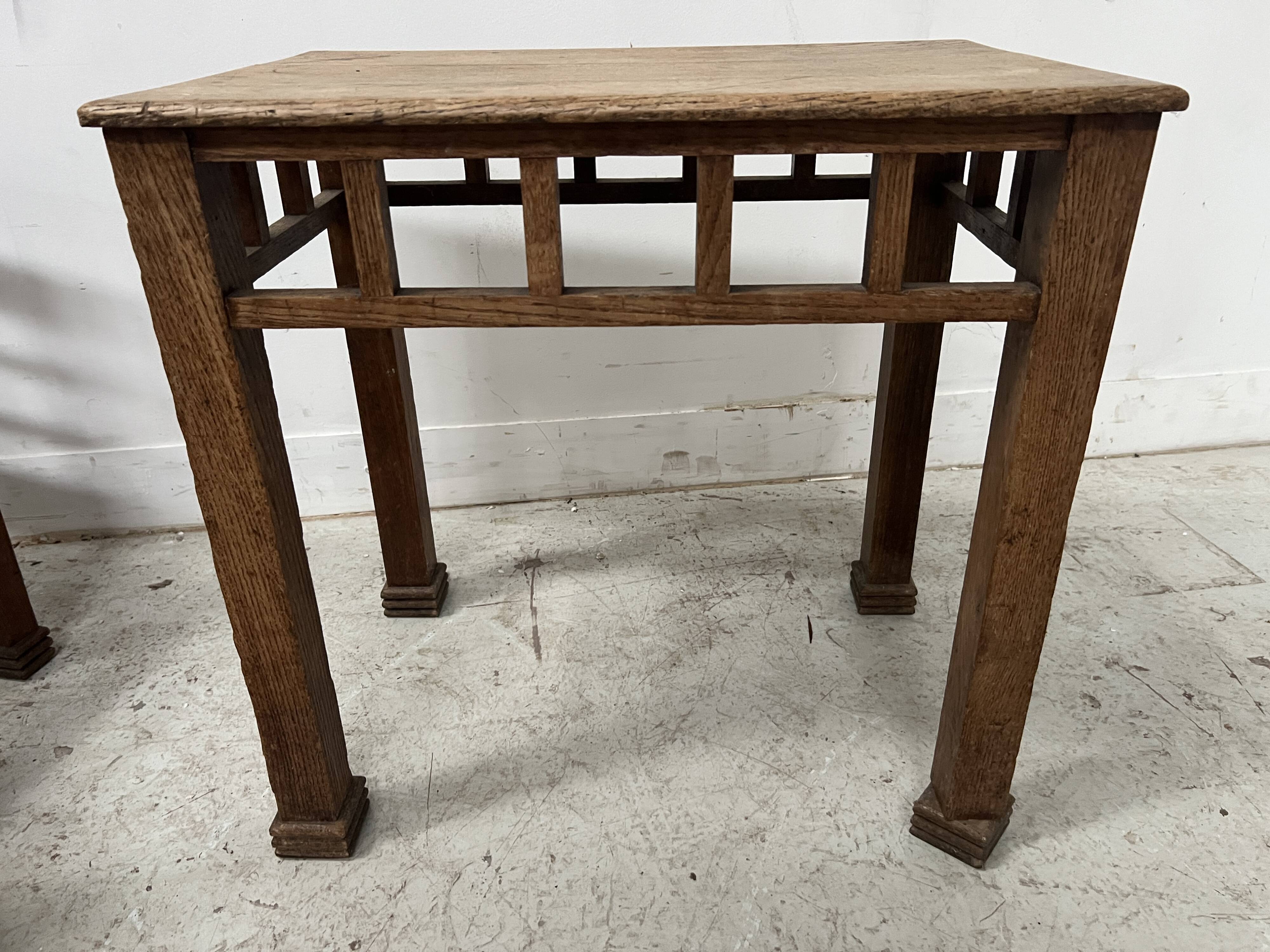 Architectural coffee table in solid oak. 20th century.