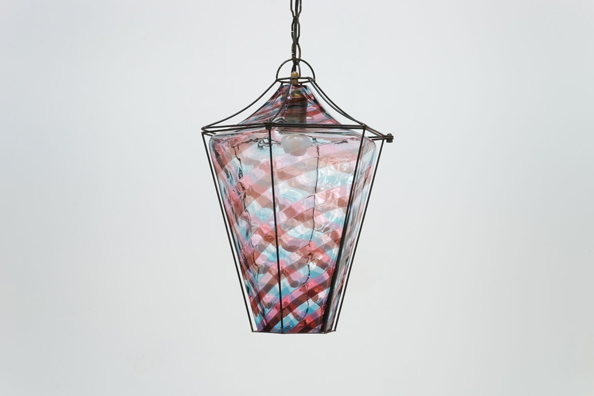 Murano Bianconi glass lantern suspension for Venini circa 1950