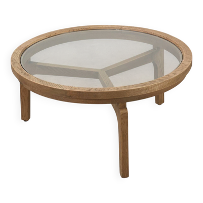 Table moderne en bois de cèdre et verre, Italie fin du 20e siècle