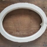 Oval frame patinated linen