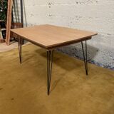 Table en bois et pieds Eiffel, années 1950