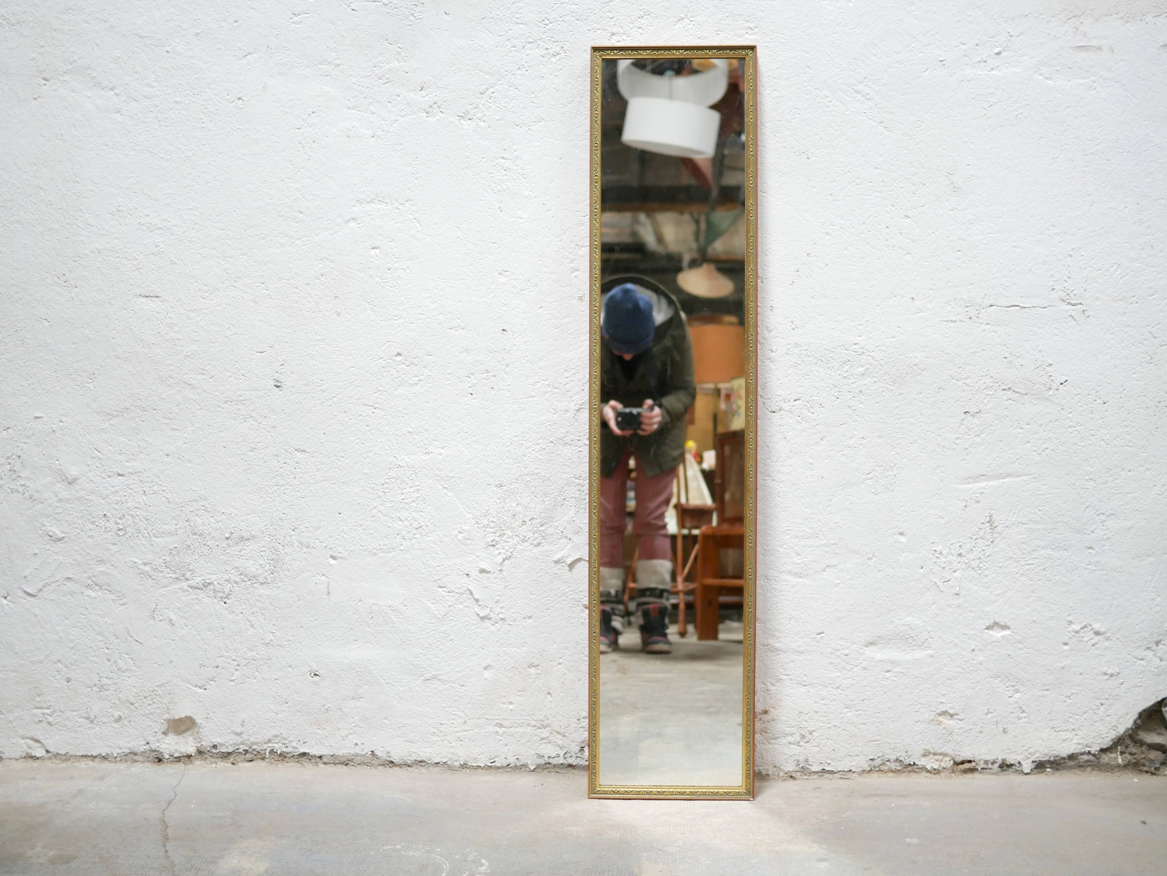 Vintage mirror in gilded wood 126cm x 28cm