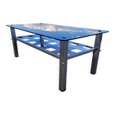Stainless steel and smoked glass coffee table