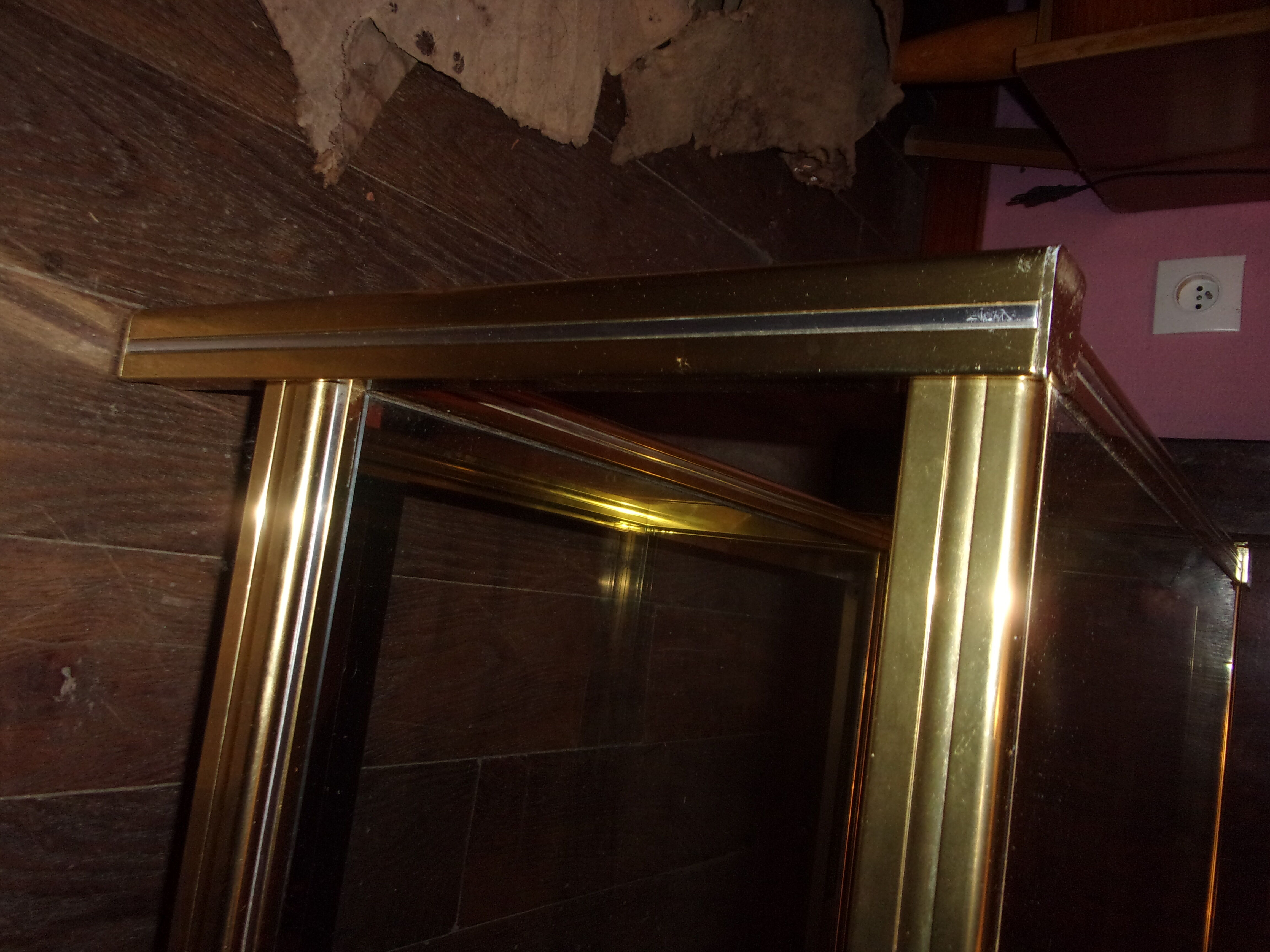 Hollywood regency brass glass coffee table 1960