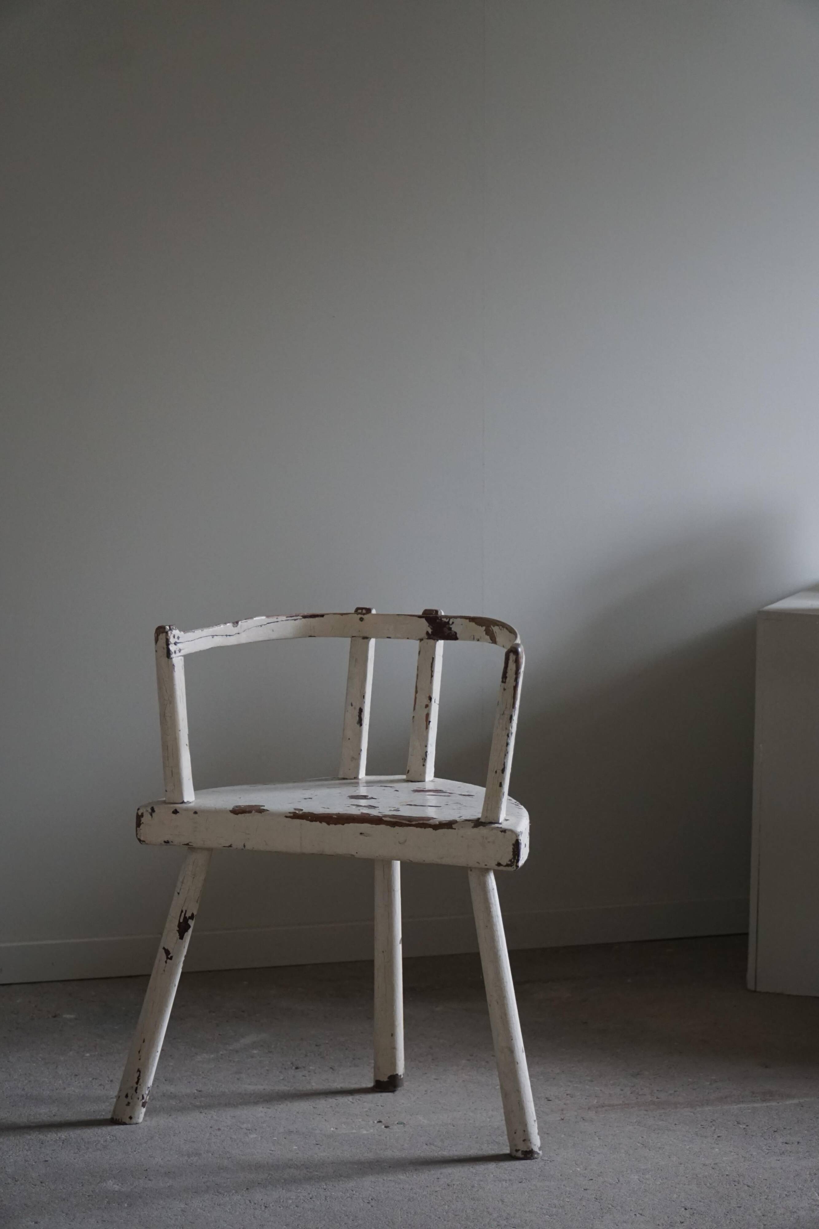 Decorative armchair painted white, Wabi Sabi, early 20th century