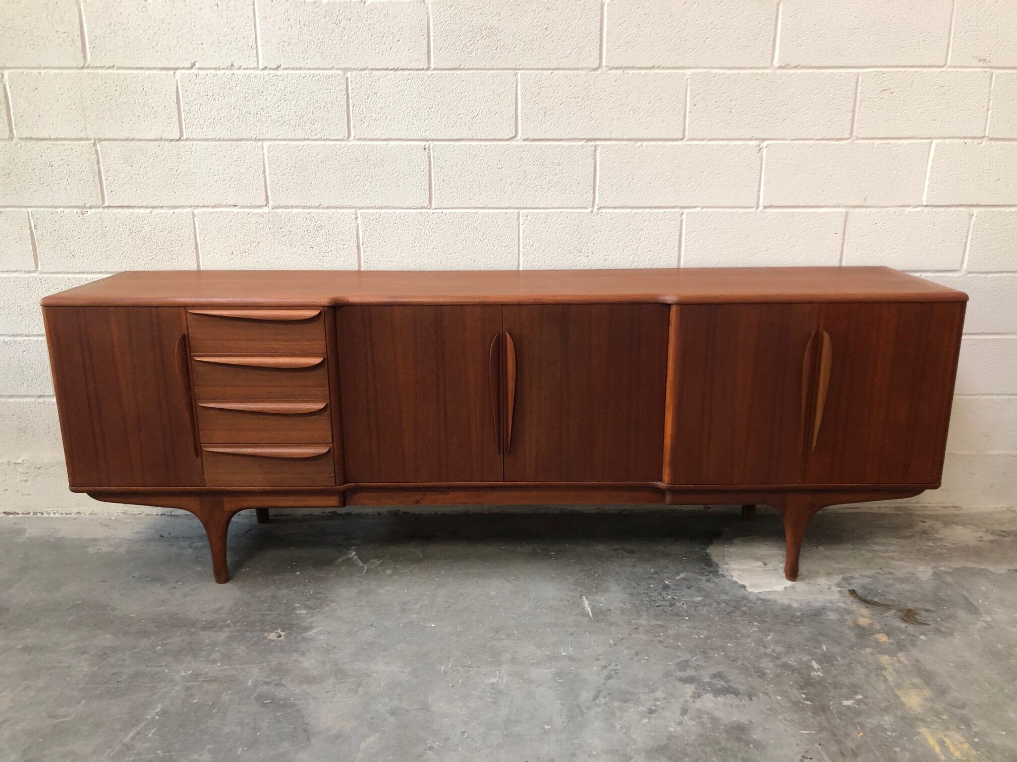 Teak enfilade stamped "TV furniture Paris"