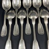 12 grandes cuillères 12 fourchettes métal argenté modèle filet de style Lou