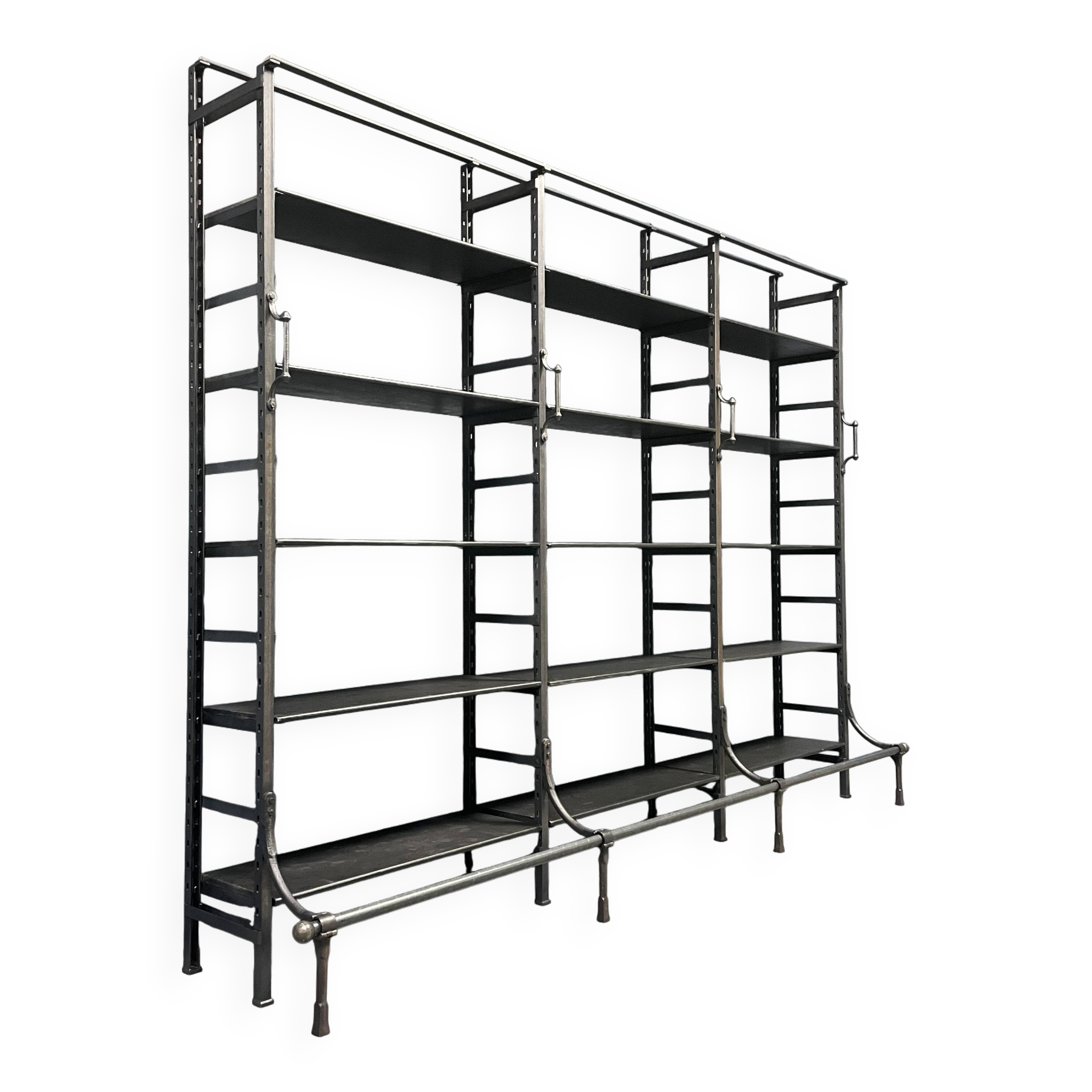 Industrial Iron Library Wall Shelving Cabinet