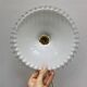Pair of vintage pendant lights in white opaline and transparent serrated edges