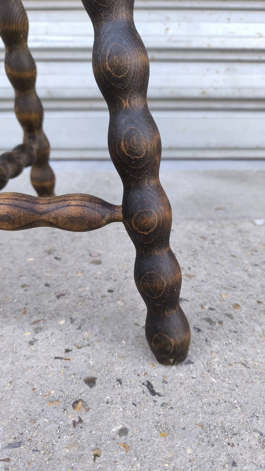 Turned wooden tripod stool