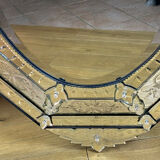 Early 20th century Venetian mirror made of bevelled glass engraved 123 x 73 cm