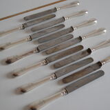 12 antique metal silver monogram table knives