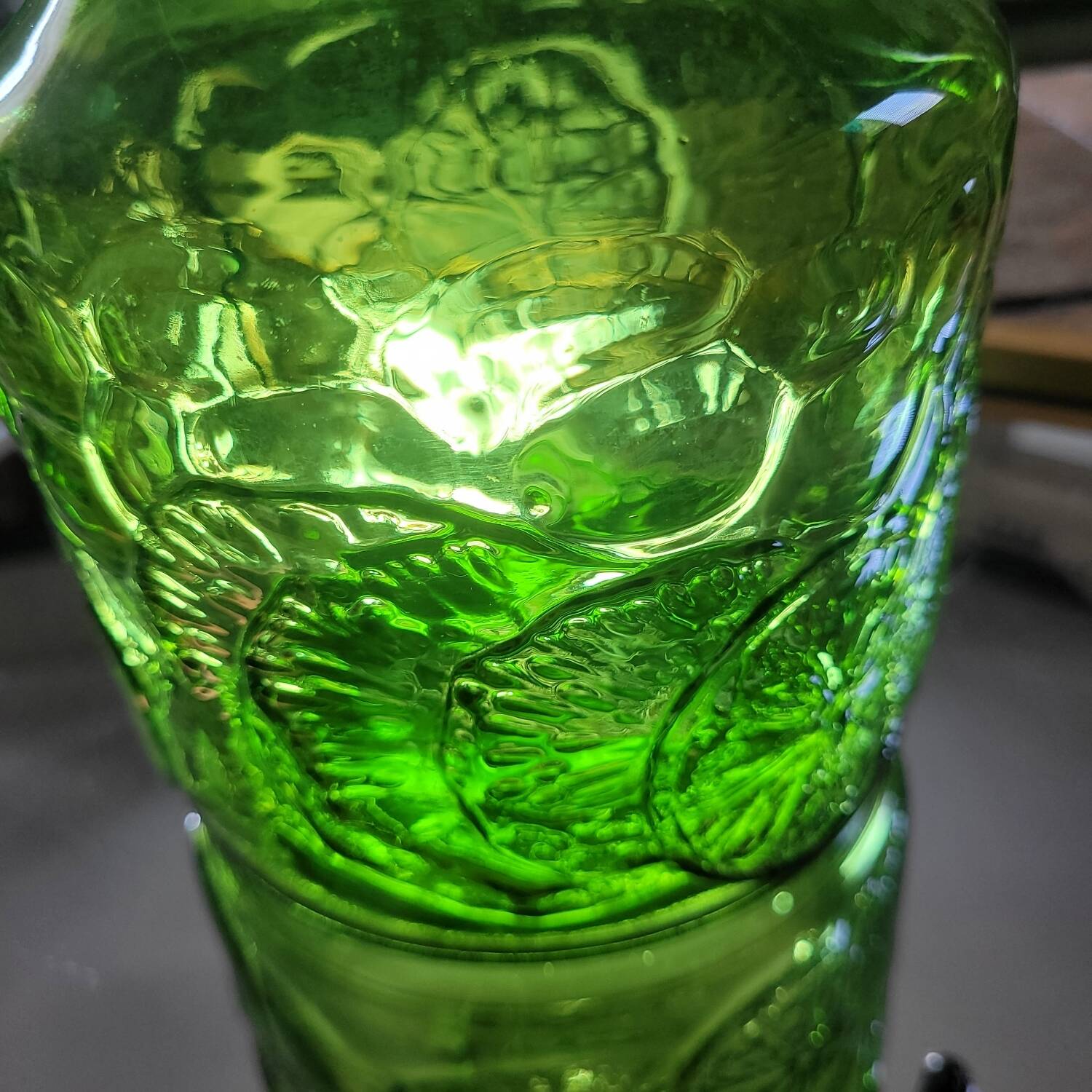 Green pitcher with fruit decoration – 1960s