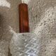 Pair of suspension in teak and vintage Scandinavian glass