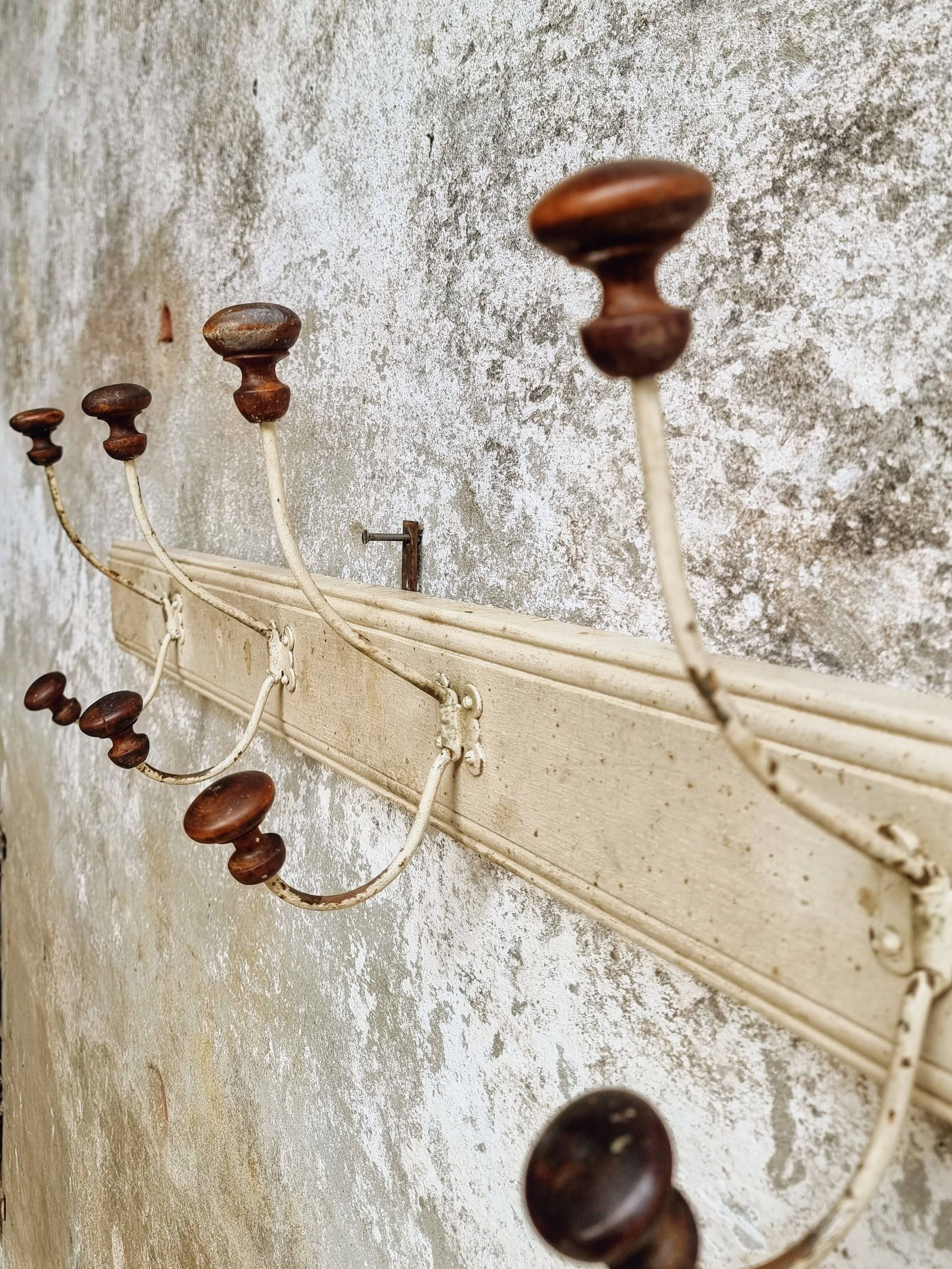 Antique wall coat rack 120 cm French