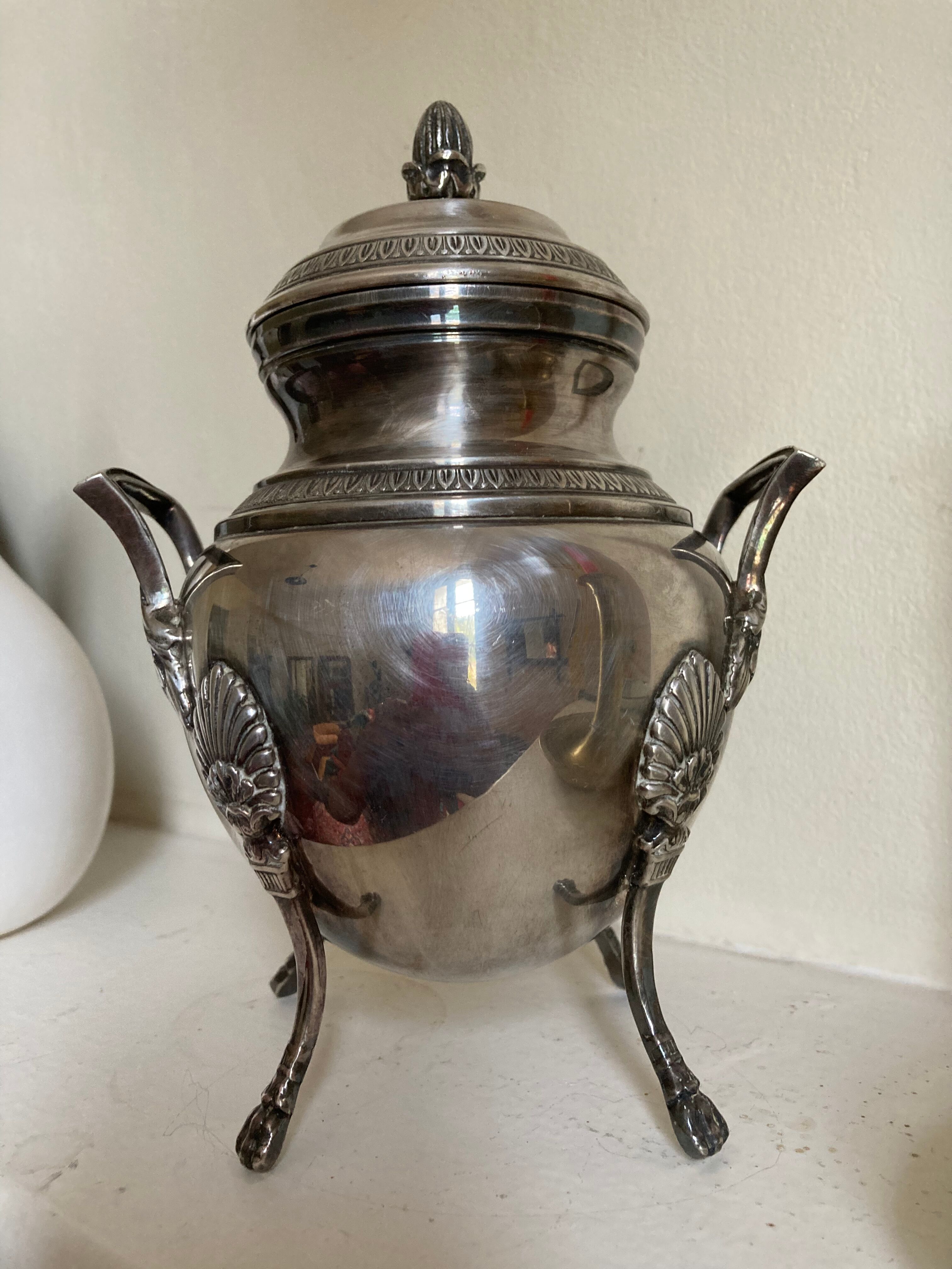 Silver metal sugar bowl J Noé / covered pot style empire Napoleon III
