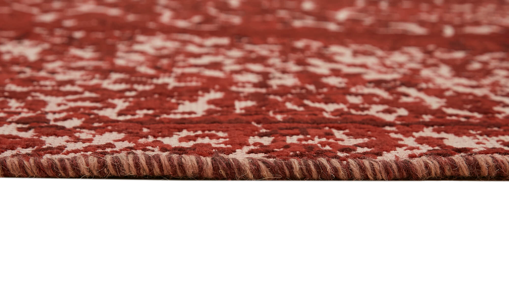 Tapis de laine rouge fait main oriental décoratif années 1980