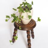 Turned wood tripod stool