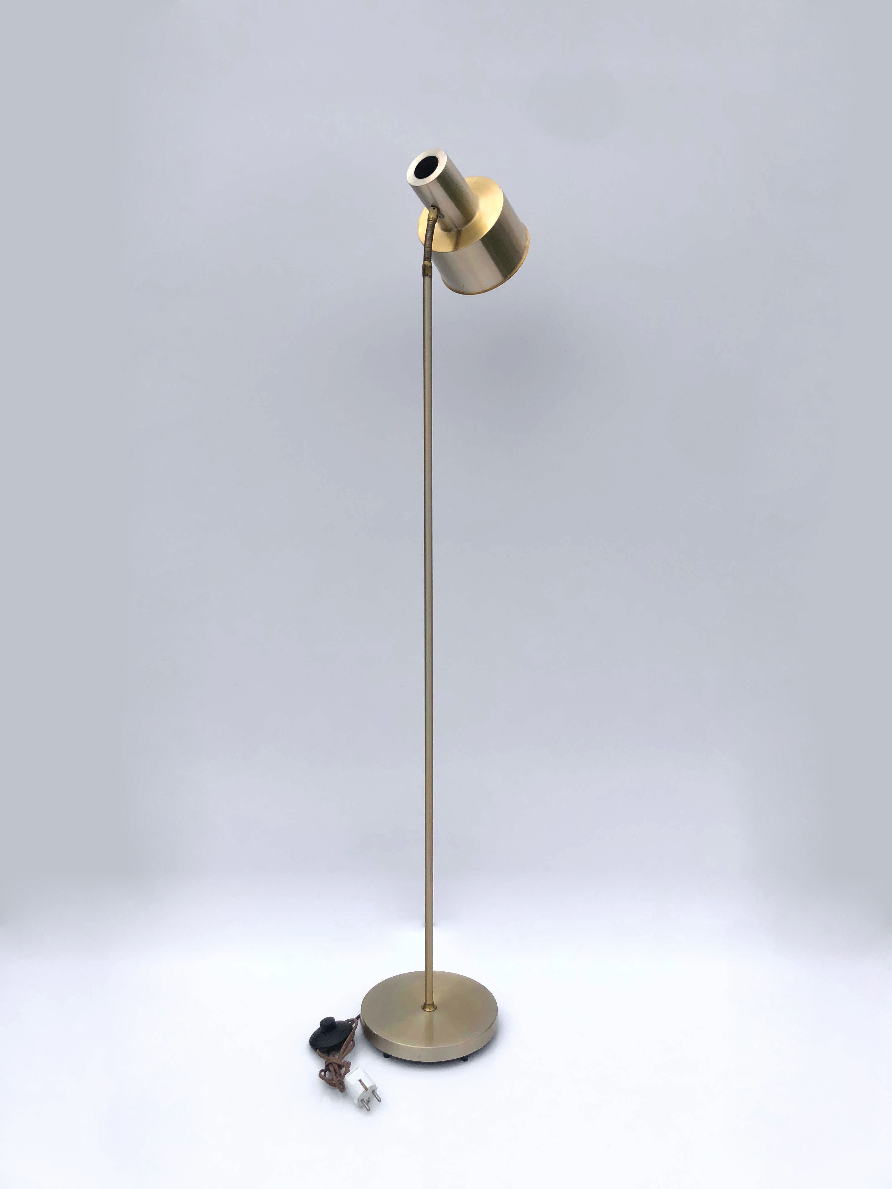 Vintage 20th Century Brass Spotlight Floor Lamp By NAFA, European Plug, 1960's