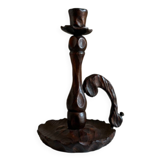 Bougeoir en bois brutaliste