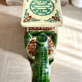 Enameled Ceramic Elephant, Plant Holder, Stool
