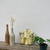 Wall-mounted planter or cutlery drainer in yellow vintage ceramic