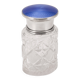 Bocal en cristal taillé, en argent massif anglais du 20e siècle, émaillé guilloché.